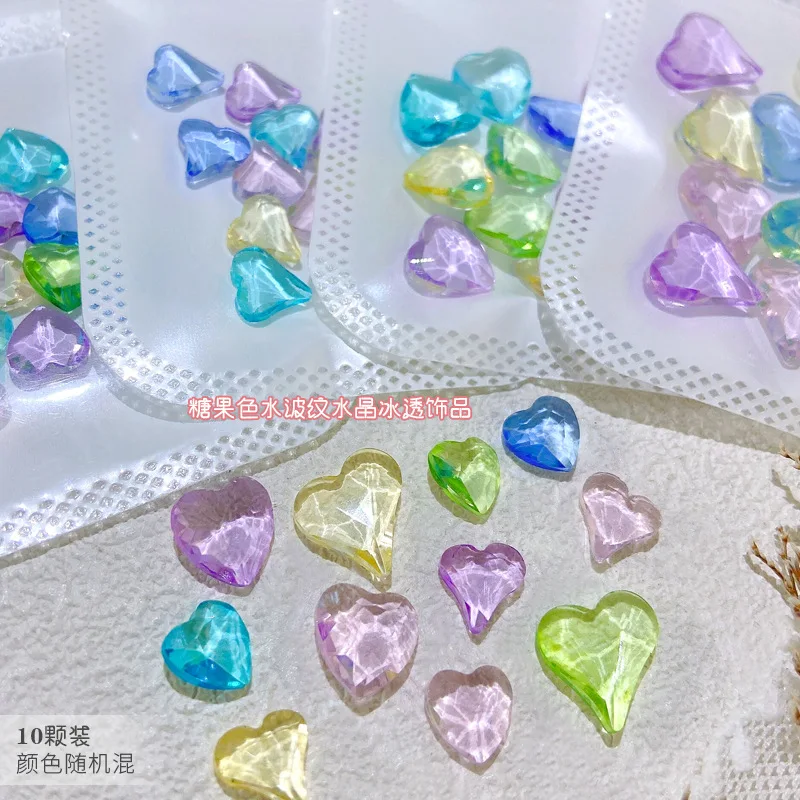 

10Pcs/lot Nail jewelry Crystal crooked peach heart love sweetheart bubble Nail Art Decorations Rhinestones For Nail Tip Beauty
