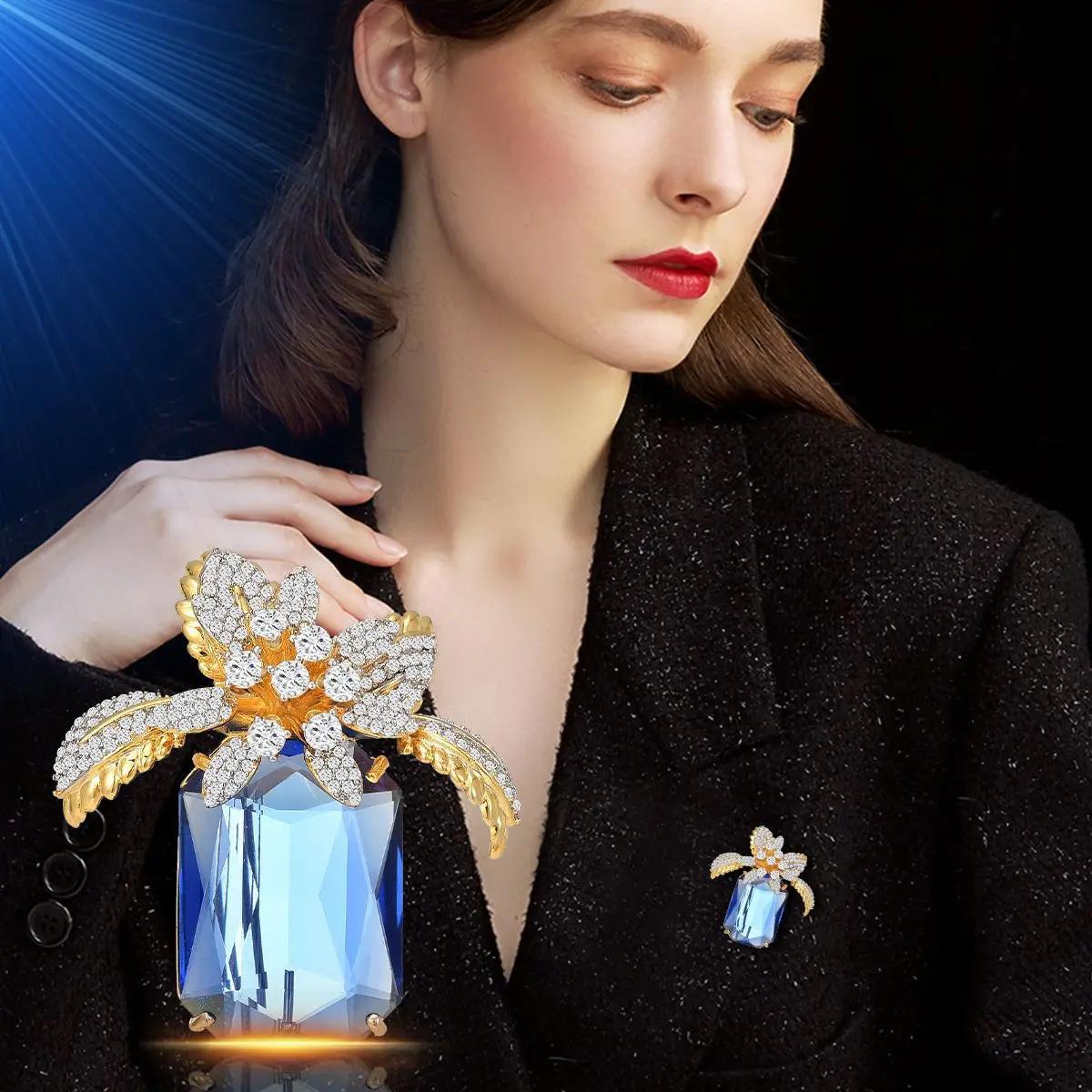 Unique Design Cubic Zircon Flower Brooches Luxury Geometry Vase Broochpins for Woman Suit Coat Holiday Gift Fashion Accessories