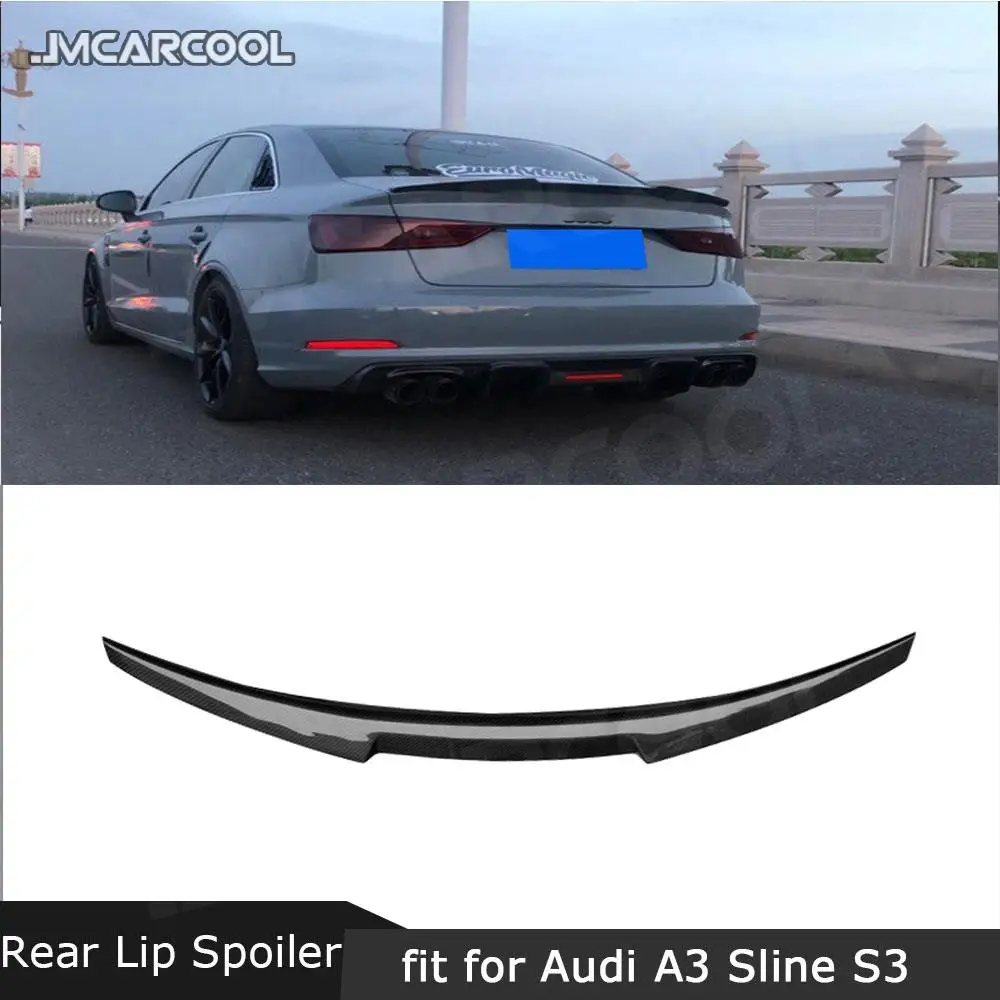 

Carbon Fiber/FRP Unpainted Black Rear Trunk Lip Spoiler for Audi A3 S3 Sedan M4 Style 2013-2019 Auto Racing Car Boot Lip Wing