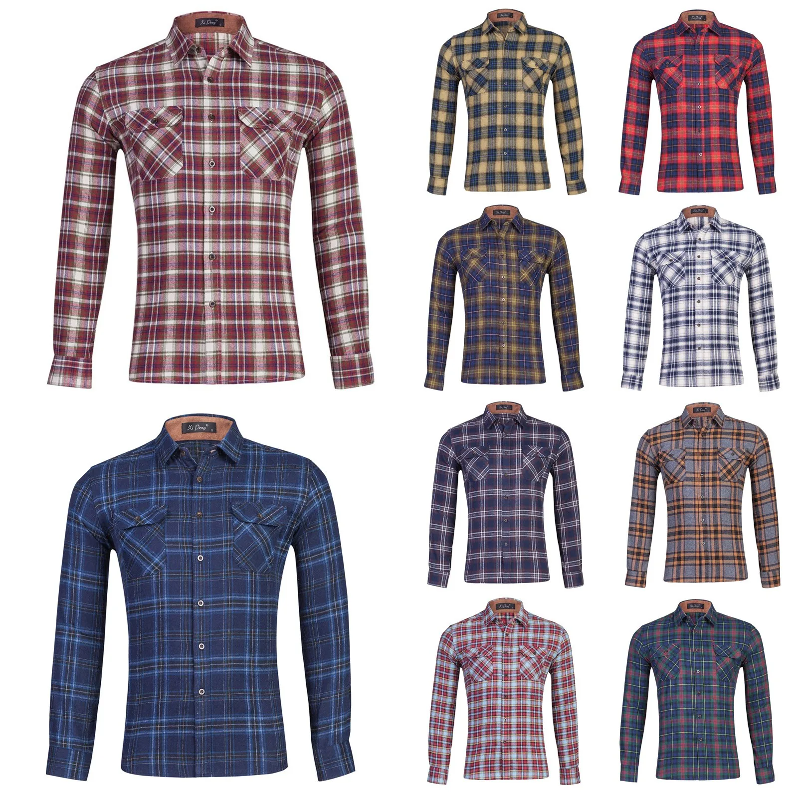 

Men's Autumn And Winter Casual Party Long Sleeved Plaid Lapel Comfortable Thick Warm Flannel Shirt Mens Short Tops Loose Fit