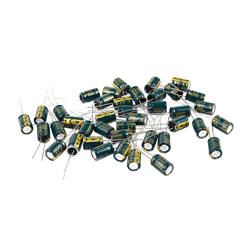 

80 шт., Радиальные электролитические конденсаторы, 1000 мкФ, 6,3 В, 105 ℃, темно-зеленые, 8x12 мм