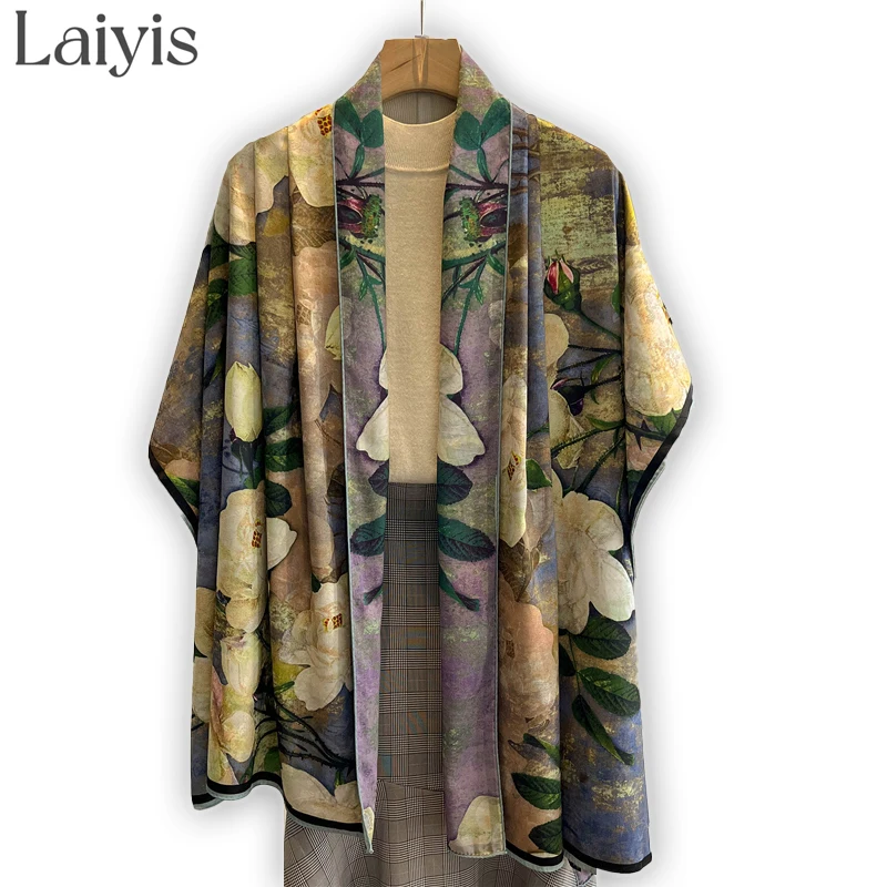 

Luxury Brand Beach Wraps Shawl Double-side Print Long Silk Scarf for Women Hijab Fashion New Headband Neckerchief Female Bandana