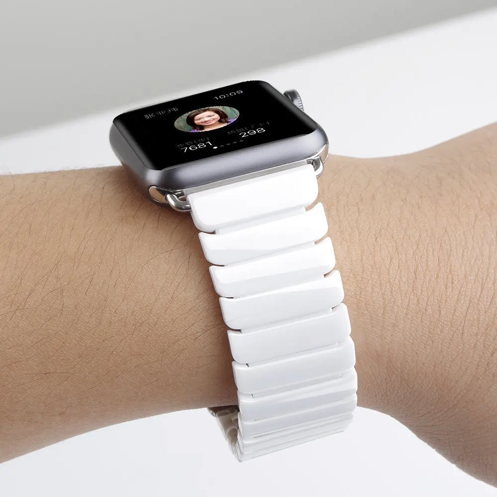 Ремешок керамический для Apple Watch Band 44/42 мм 38/40 браслет из нержавеющей стали с