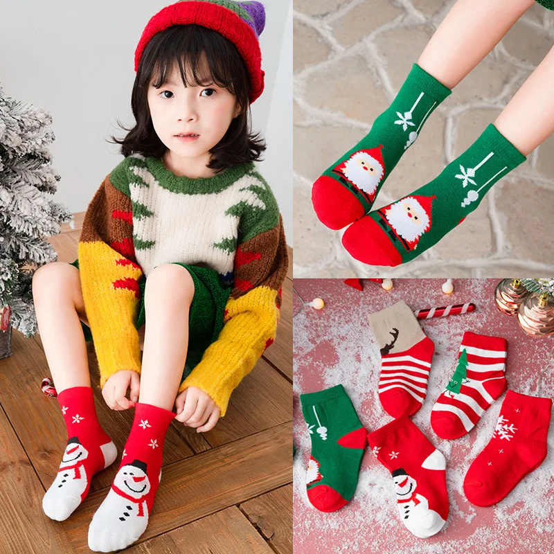 

Criscky Christmas Socks for Children Kids Girls Winter Autumn Warm Socks New Year Socks Cotton Cute Style Socks