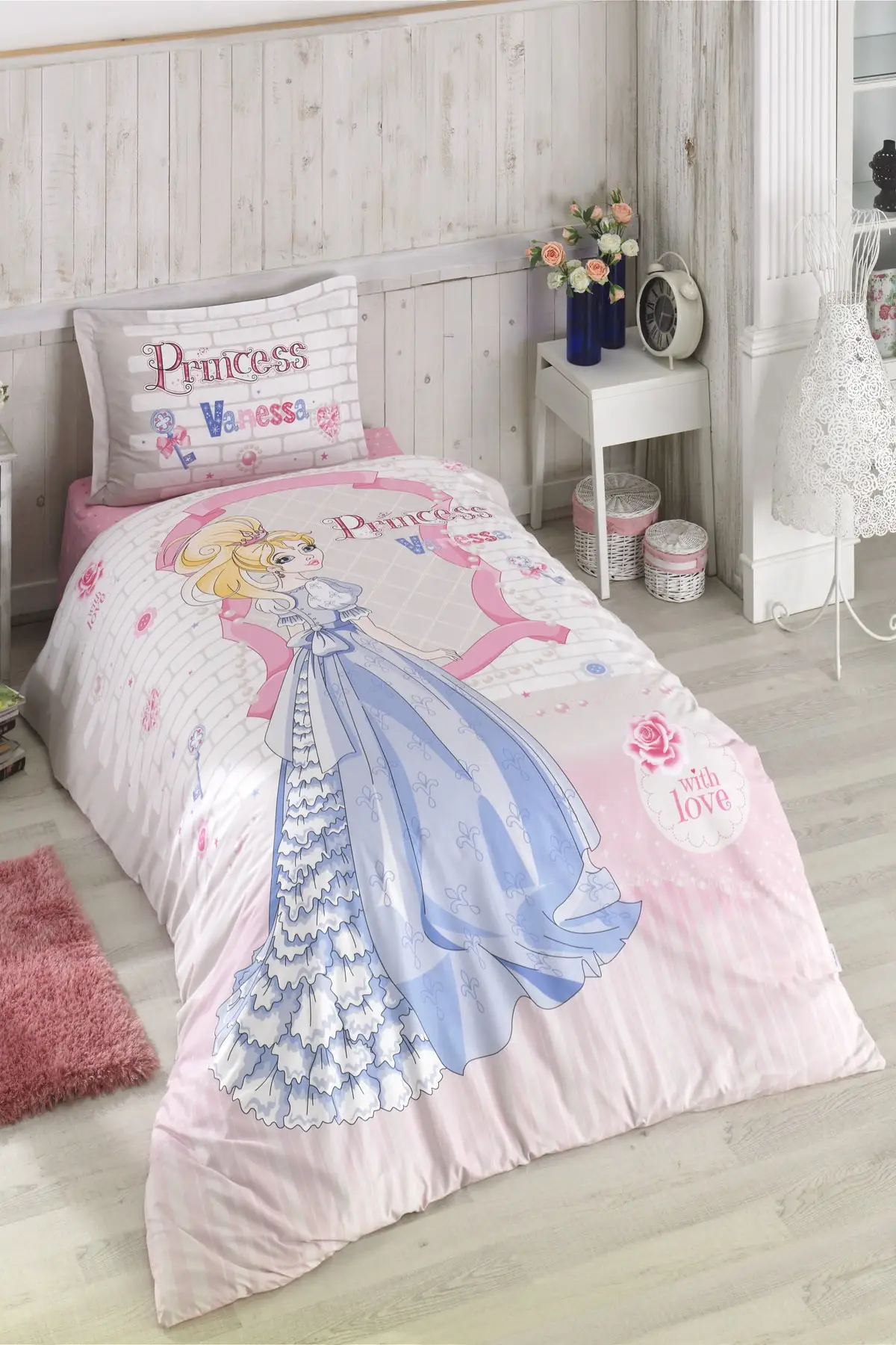 

Комплект постельного белья Clasy Vanessa Princessed, пододеяльник 160x220, простыня 180x240, наволочка 50x70, европейский размер, 100% хлопок