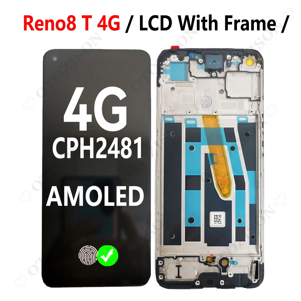 6,43 для OPPO Reno8 T 4G Reno8T Reno 8T CPH2481 ЖК-дисплей с рамкой, сенсорная панель, дигитайзер, датчик в сборе, ремонтная часть (art.: 3920cc6587239) - 3920cc6587239