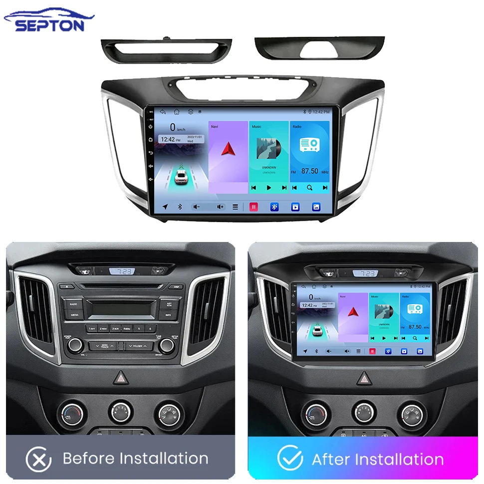 Автомобильная стереосистема SEPTON Android 12 для Hyundai Creta Ix25 2015-2019 мультимедийный плеер