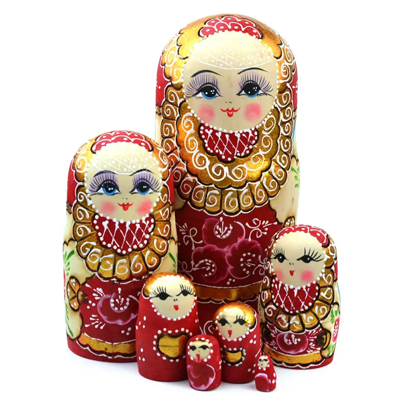 

7pcs/set New Wooden Russian Nesting Dolls Braid Girl Toy Traditional Matryoshka Wishing Dolls for Birthday 88 NSV775