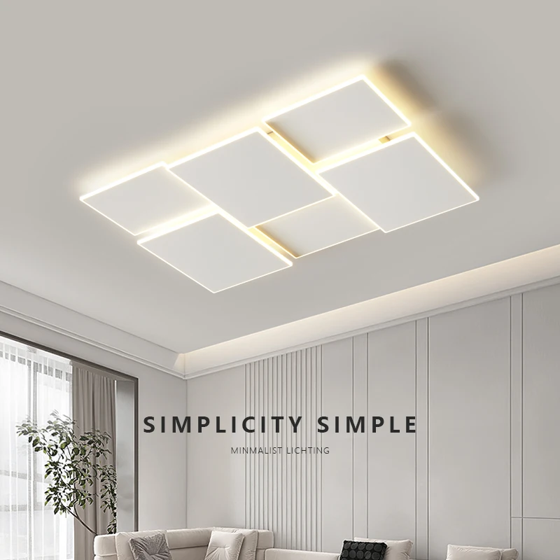 

123W/99W/68W Geometric Art White Ceiling Lights Living Room Bedroom Iron and Acrylic Modern LED Ceiling Lamps