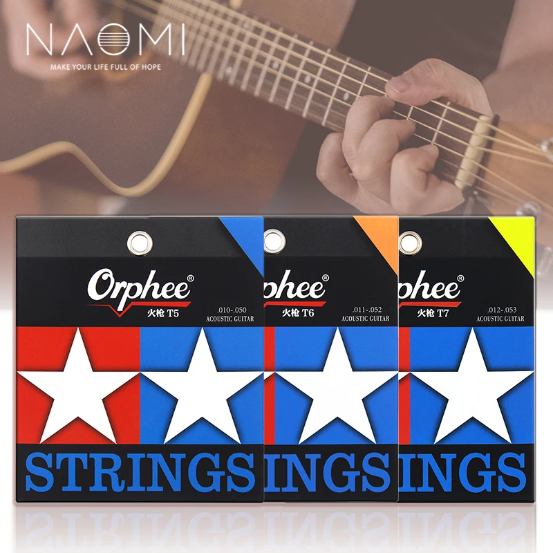 

NAOMI Orphee Fire Lock Series T5/T6/T7 Acoustic Guitar Strings Nano Double-Coated Anti Rust Bright Tone High Level Guitar String