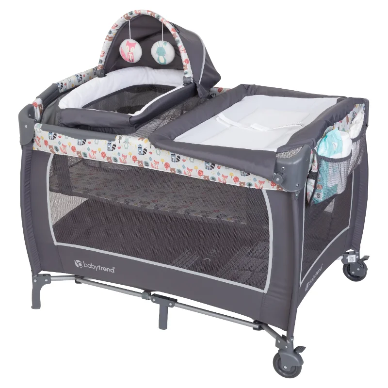 

Nursery Center Children's Bed Bases & Frames Removable Full Bassinet Cozy Napper with Canopy and 2 Plush Toys
