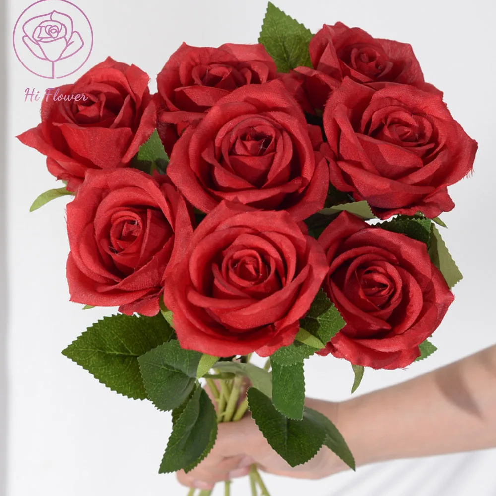 

Romantic Artificial Silk Rose Flowers Bouquet Aesthetic Room Decor Valentine's Memorial Day Fake Rose Wedding Table Decoration