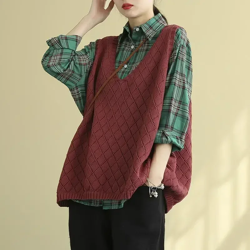 Женский свитер винтажный женский вязаный жилет новый трикотаж весенне-осенний