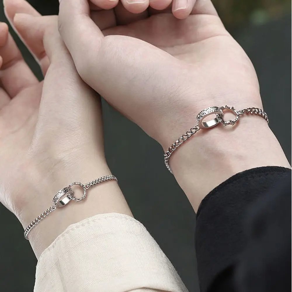 

Women Men Valentine's Day Lover True Love Hand Rope Double Ring Couple Bracelet Chain Bracelets Korean Bracelets for women