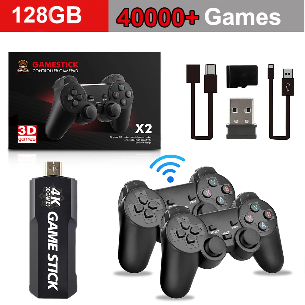 

Игровая консоль 4K HD 40000 ретро-игр с беспроводным контроллером 2,4G PS1/FC/MD джойстик ТВ-геймпад 32 ГБ/64 Гб/128 ГБ