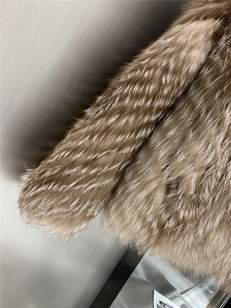New Brand Winter Natural Silver Fox Fur Coat Real Mink Fur Collar Womens Fox Jackets
