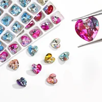 k9 laser heart nail rhinestone 10pcsbag crystal prism glass gems charm 3d pointed glitter heart diamond craft manicure ornament
