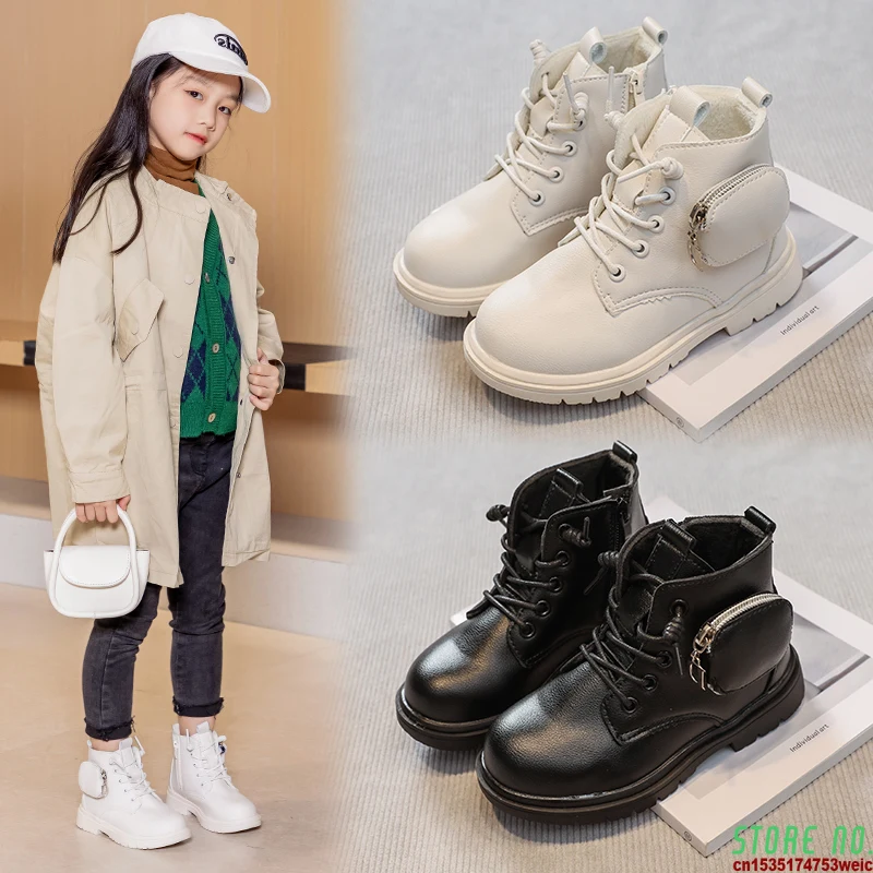 Winter Plush Shoes Black White Size 26-36 For 3-10years