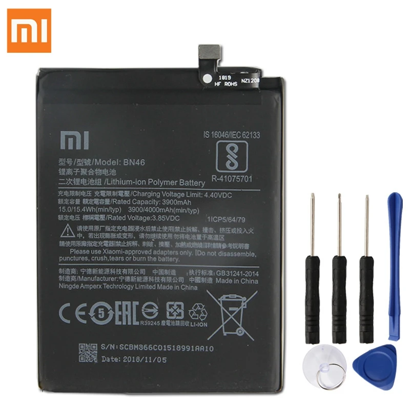 

100% оригинальный сменный аккумулятор Xiaomi BN46 для Xiaomi Redmi Note8, Note 8T, Redmi 7, Redmi7, Note 6, Note6, 3900 мАч, большая емкость