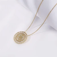 drop shipping fashion round causual copper necklace for women charms trendy beautiful rhinestone female ethnic jewelry wholesale
