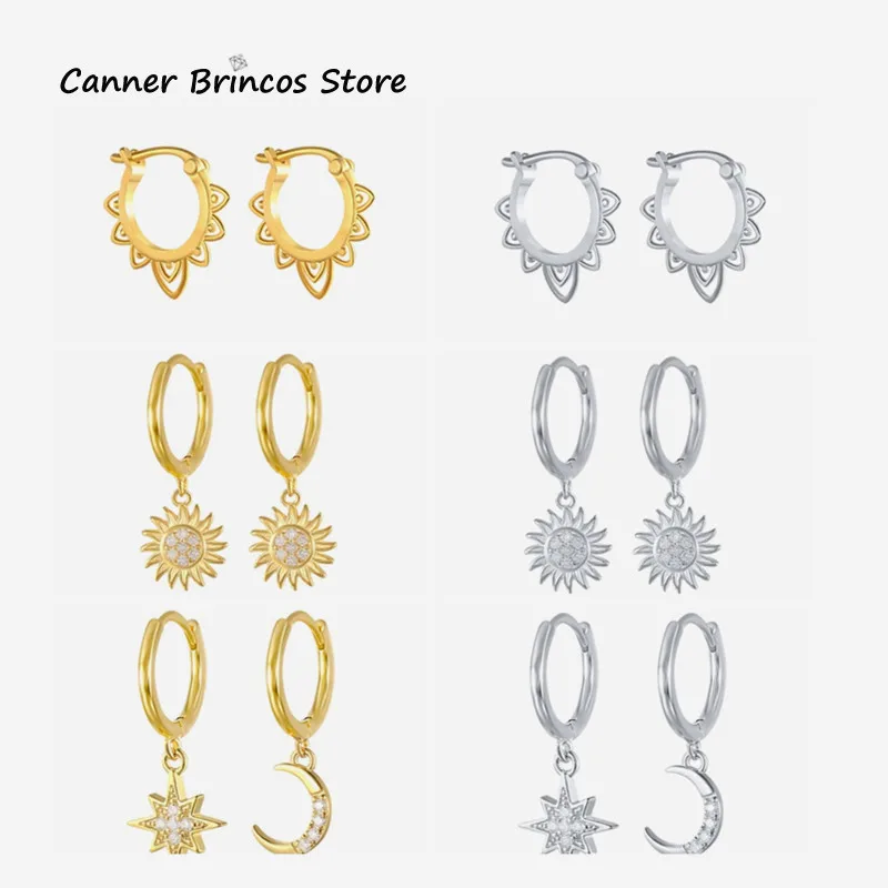 

Canner Charms Pendant Fine Jeweley 925 Sterling Sliver Hoop Earrings For Women Cross Bee Leopard Head Pendientes Plata 925 Aros