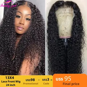 Imported Kinky Curly Human Hair Lace Wig 13x1 T Part Wig Deep Curly Transparent Lace Part Wigs For Women 180%