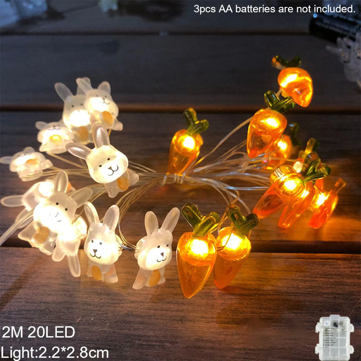 

Easter LED Light String Bunny Carrot Chicken Egg Easter Element Decoration Cartoon Holiday Party Garden Outdoor Decor DIY Gift