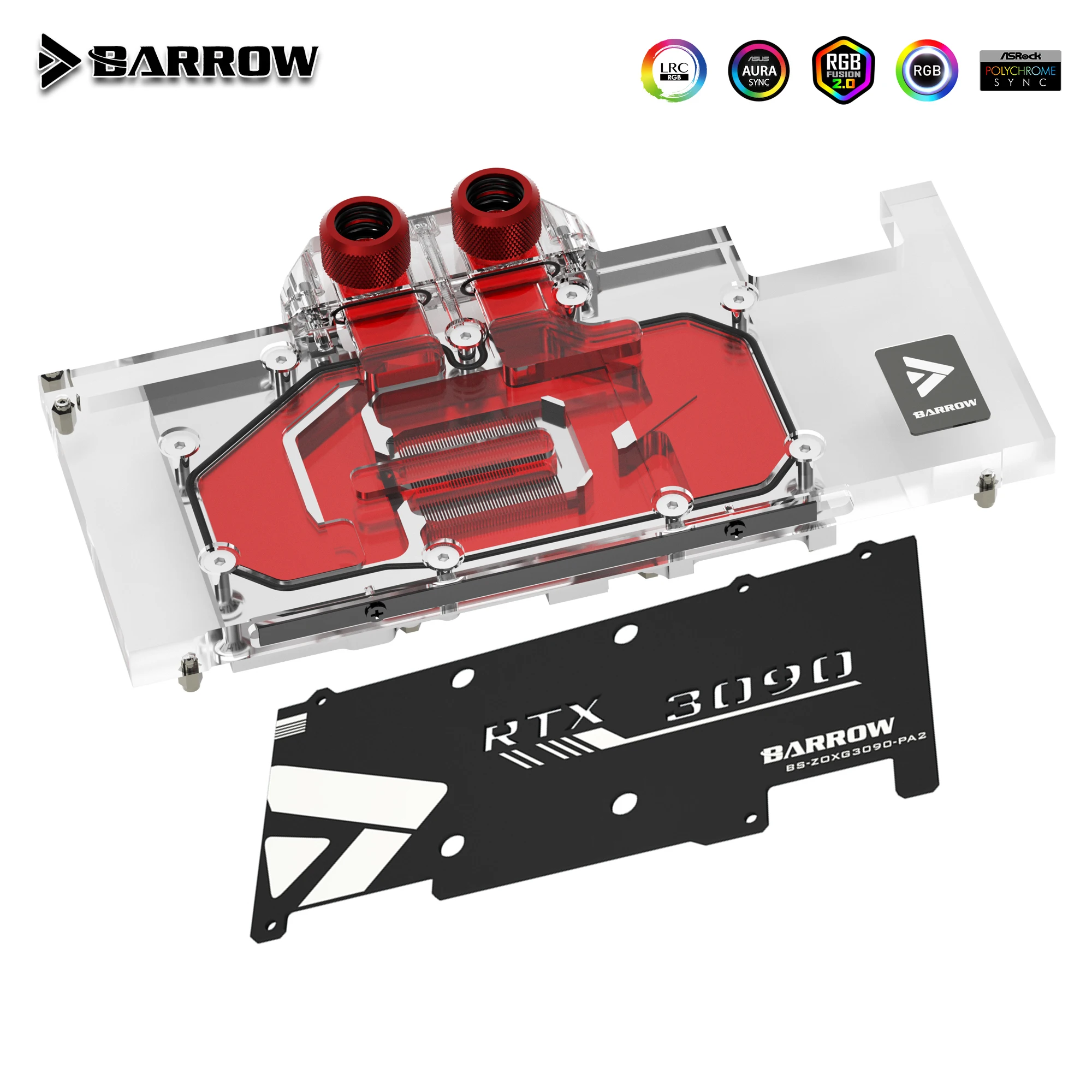 

Barrow Full Coverage GPU Water Block For ZOTAC GAMING RTX 3090 3080 X, 5V ARGB 3PIN Motherboard AURA SYNC BS-ZOXG3090-PA2