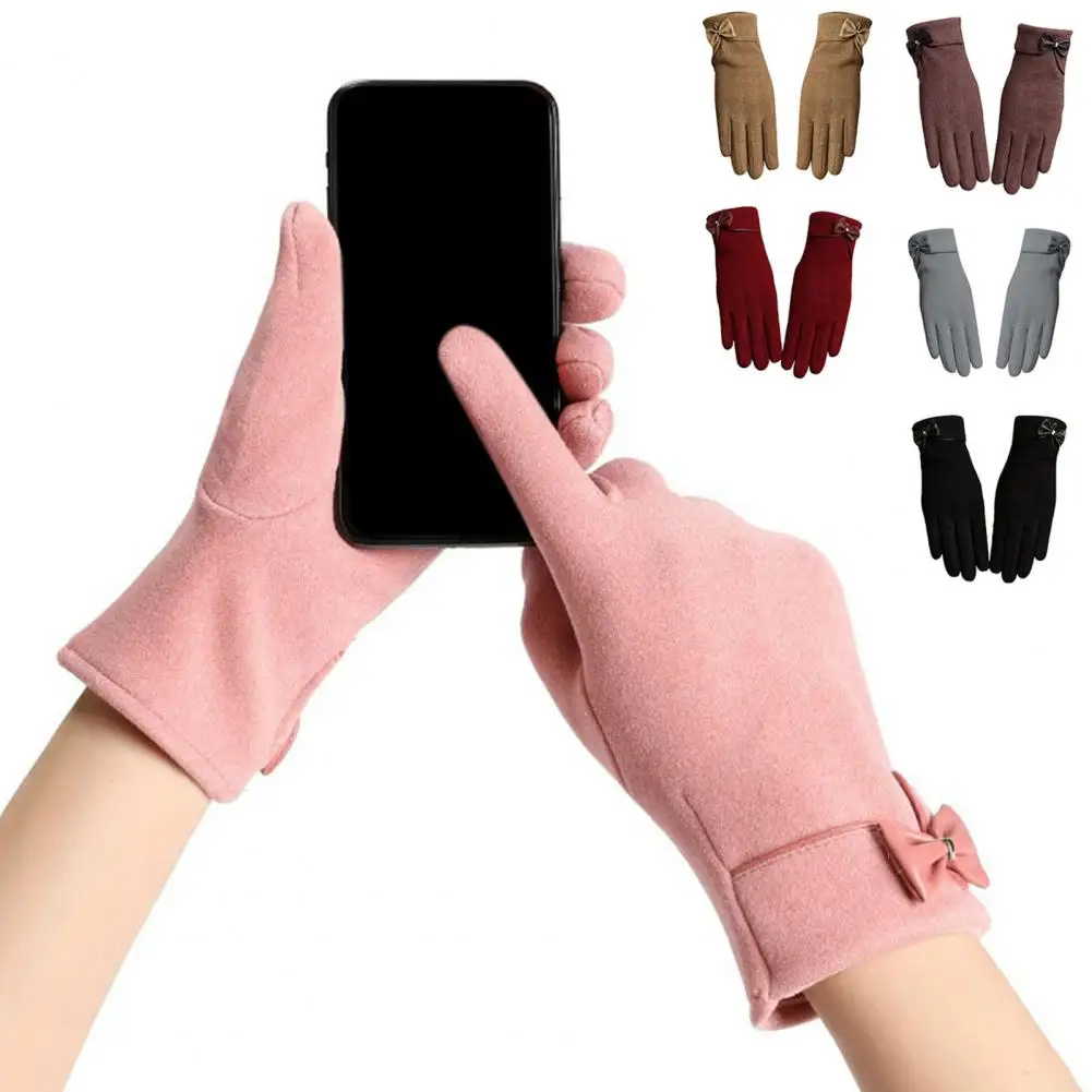 

1 Pair Stylish Women Gloves Skin-touch Winter Gloves Solid Color Cold Resistant