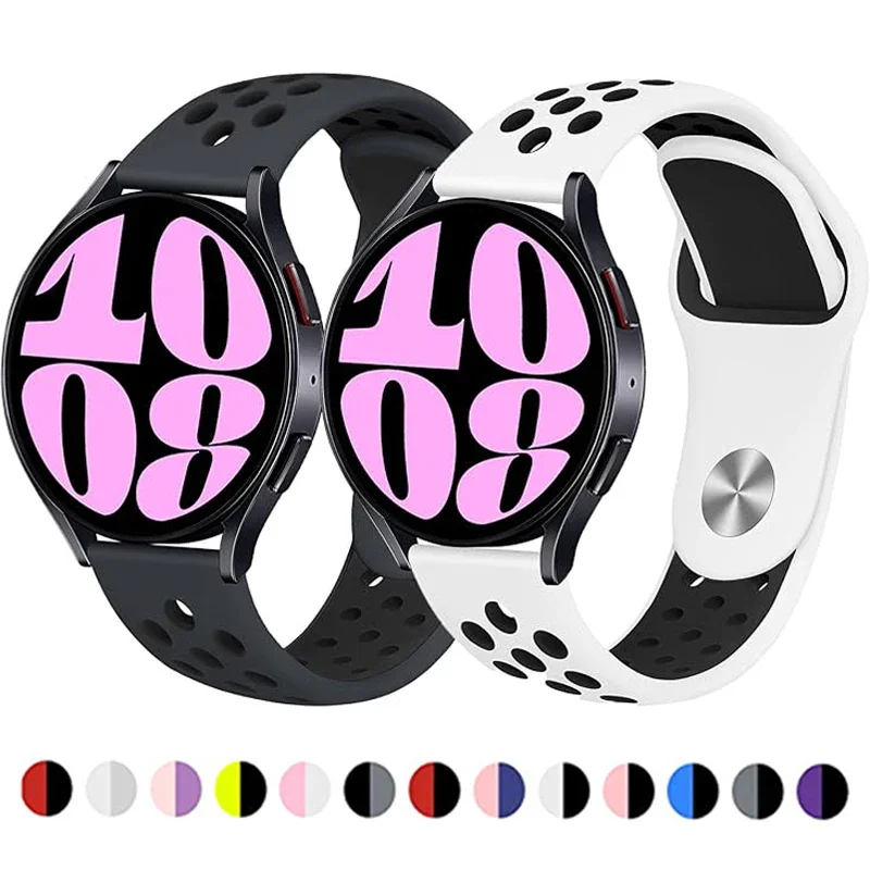 Спортивный ремешок для Samsung Galaxy Watch 7-FE-4-5-pro-6-Classic/active 2 40 мм 44 силиконовый браслет