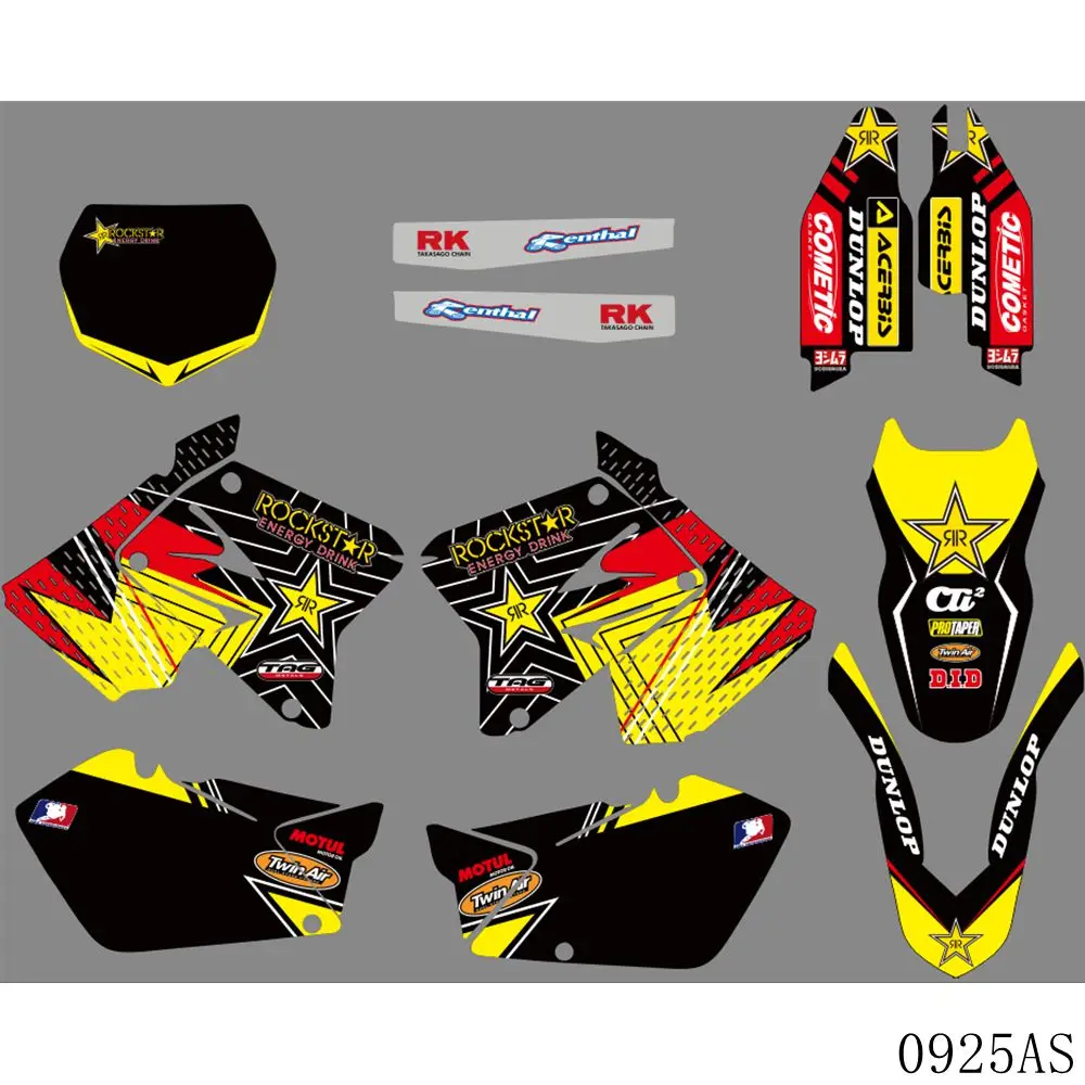 

Full Graphics Decals Stickers Motorcycle Background Custom Number Name For SUZUKI RM125 RM250 RM 125 RM 250 2001-2012