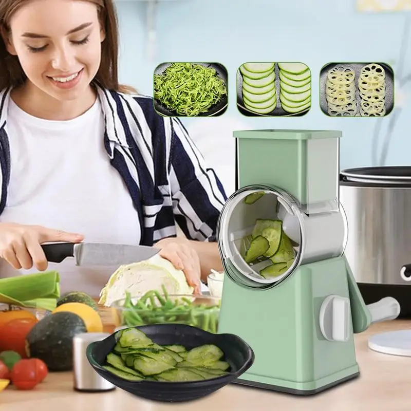 Фото Измельчитель овощей, вращающаяся кухонная терка с ручкой, ручная мясорубка для чеснока, многофункциональный измельчитель, измельчитель орехов №3