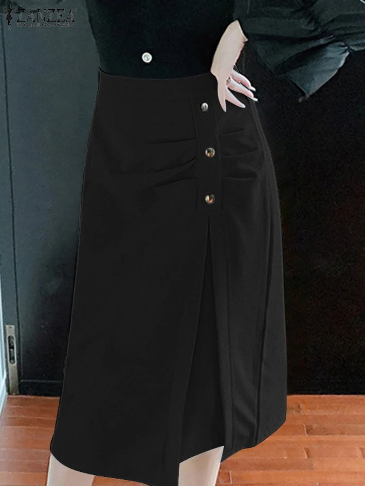 

Юбка-карандаш ZANZEA женская с высокой талией, Модная элегантная офисная одежда, до колена, облегающая юбка с рюшами, лето 2023