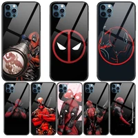 2022 deadpool glass case for iphone 13 12 11 pro max 12pro xs max xr x 7 8 plus se 2020 mini case tempered back cover