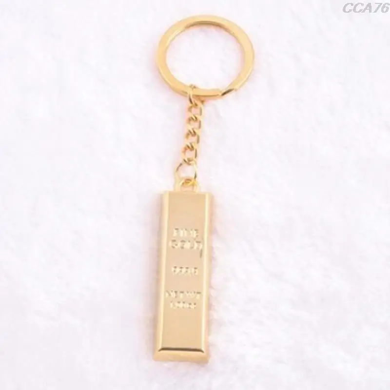 

1 PC Chain Keyring Keyfob Fashion Metal Faux Gold Bar Ingot Stainless Steel Bar Charm Keychain