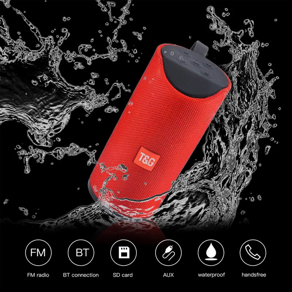 

Portable Outdoor Bluetooth Speaker TG117 Waterproof Wireless Bass Subwoofer Column Boombox Support TF FM Radio With LED Light