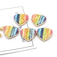 1pcs natural heart shape colorful emperor stone charms pendants for jewelry making necklace gift for women size 22x24mm 26x28mm