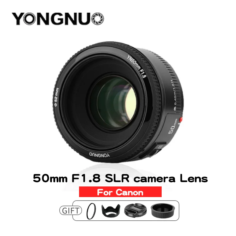 Объектив YONGNUO YN50 мм f1.8 YN EF 50 мм f/1,8 AF, апертура с автофокусом для цифровых зеркальных камер Canon EOS 60D 70D 5D2 5D3 600d
