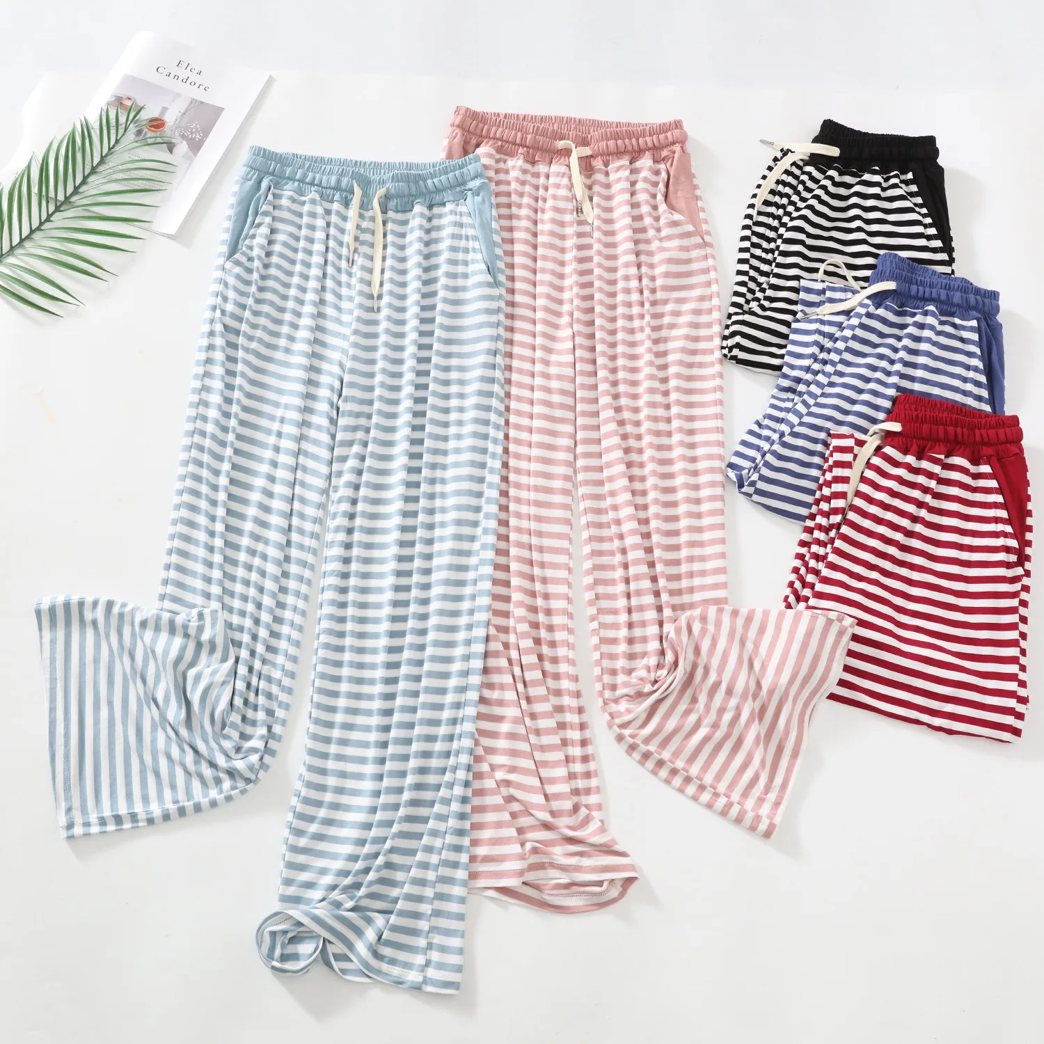 

Women's Home Pants Loungewear Pyjamas Trousers Modal Comfortable Striped Home Pants Spring Autumn New Modal Loose Sleepwear Pant