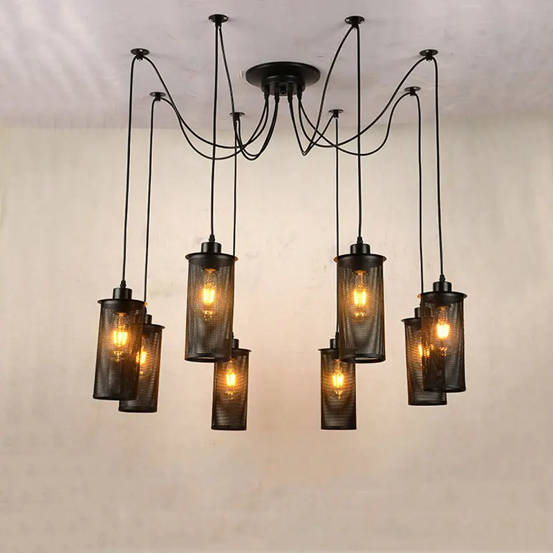 

Retro Loft Industrial Chandelier Adjustable E27 Multi Head Lamps Restaurant Decoration Bar Club Cafe Pendant Lights Lustres