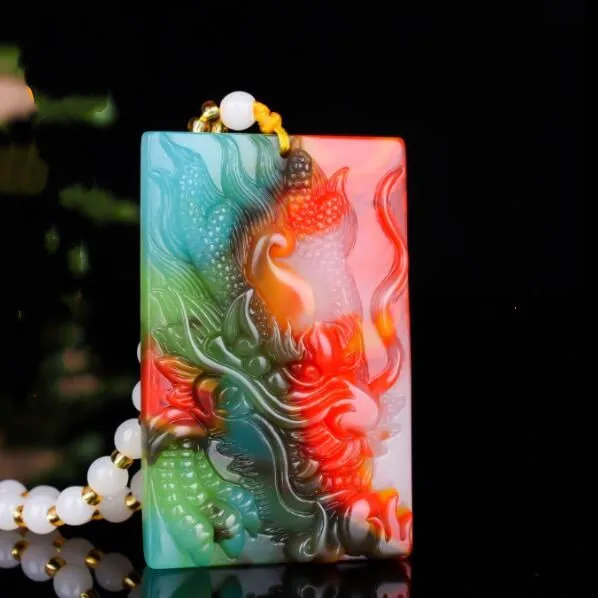 

Xinjiang Colorful Jade Laban Xiao Pendant and Hetian Jade Gold Dragon Protector for Men and Women Jade Pendant