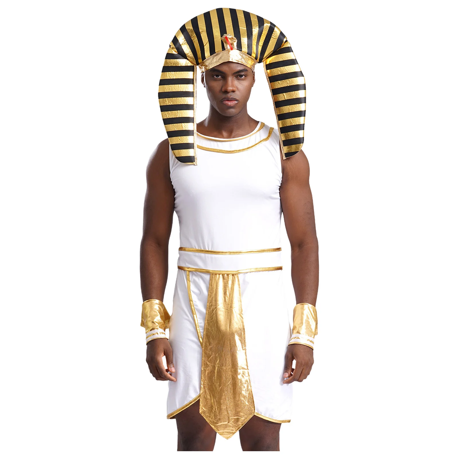 Мужской костюм для косплея египетского фараона короля платье с манжетами шляпа