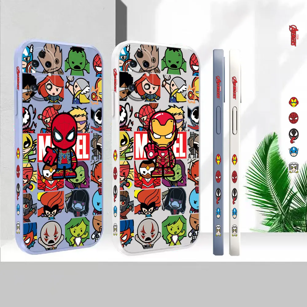 

Liquid Silicone For Huawei P60 P50 P40 P30 P20 Mate 50 40 30 20X 20 10 Pro Plus Cover Marvel Hero Spider-Man Iron Man Case Funda