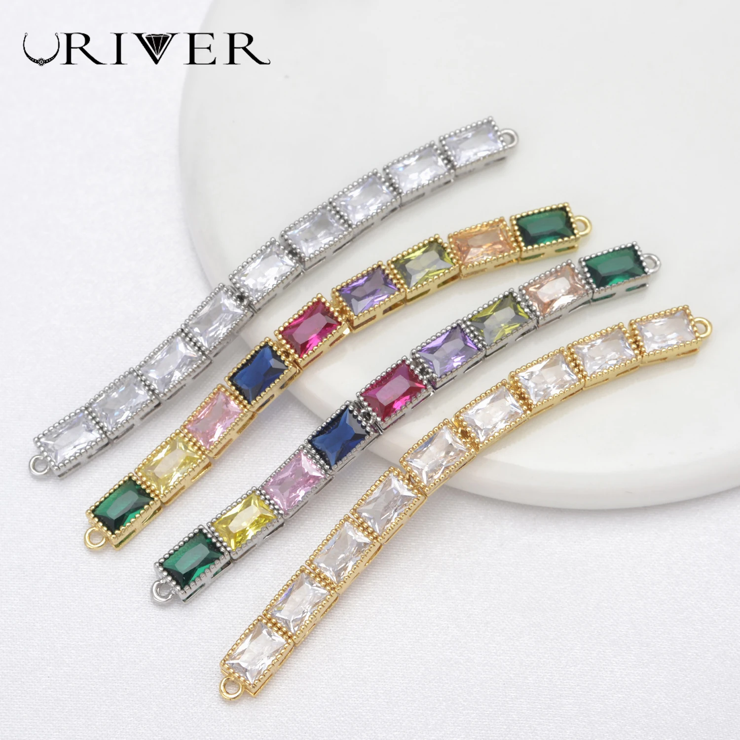 

LJRIVER 2 Pcs Exquisite Zircon Connector Extension Chain DIY Jewelry Materials Handmade Jewelry Long Chain Jewelry Connection