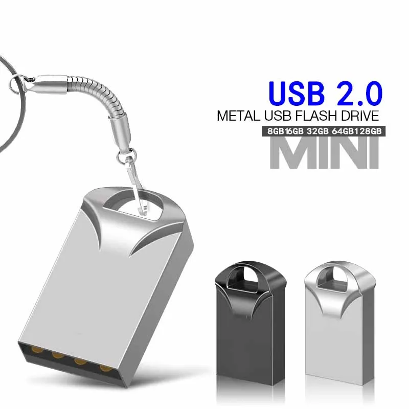 Мини металлический USB флеш-накопитель 2,0, карта памяти 128 ГБ, 64 ГБ, 32 ГБ, 16 ГБ, 8 ГБ, флешка 64 ГБ, 128 ГБ, высокоскоростной USB флеш-накопитель, флешка