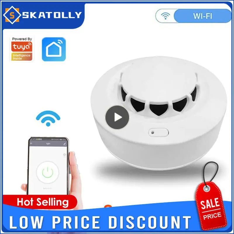 

Ceiling Mounting Smoke Detector Universal Tuya Smoke Alarm Wifi Remote Control Smoke Alarm Smart Home Smoke Sensor