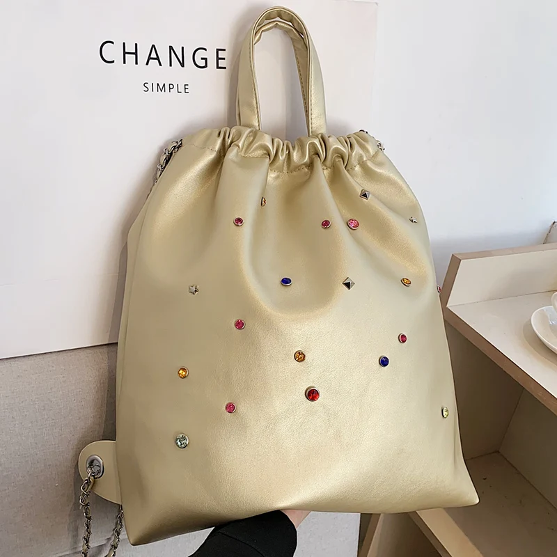 

Simple Style Female Chain Shoulder Bag Ladies Travel Shopper Totes Casual Soft PU Leather Hobo Bag Chain Crossbody Bag For Women