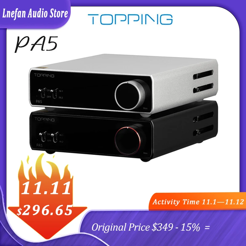 

TOPPING PA5 Hi-Res Digital Audio Amplifier Class D High Power Amplifier 140W*2 TRS Fully Balanced HiFi AMP For Passive Speakers