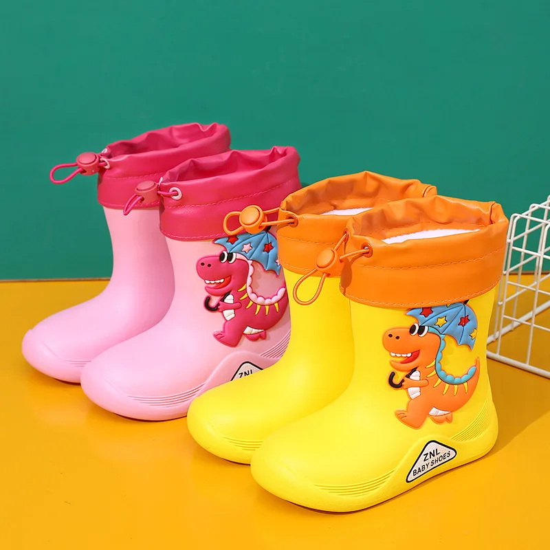 Cute Cartoon Dinosaur Children Rain Shoes for Boys Girls Waterproof EVA Rubber Non Slip Toddler Kids Waterproof Rain Boots