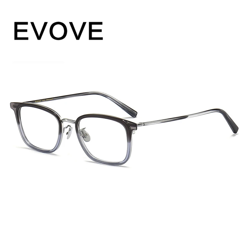 Evove Titanium Reading Glasses Men Women Small Eyeglasses Frame Men Acetate Square Tortoise Diopter Myopia Optical Spectacles